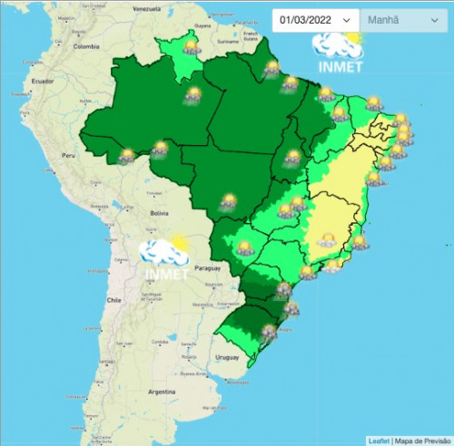 Previsão do tempo: chuva atinge grande parte do Brasil no Carnaval