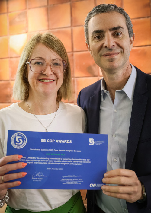Projeto Arroz de Baixo Metano vence prêmio global SBCOP na COP30, na categoria Sistemas Alimentares