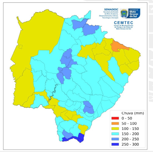 Cemtec/MS prevê chuvas abaixo da média para o trimestre fev-abr